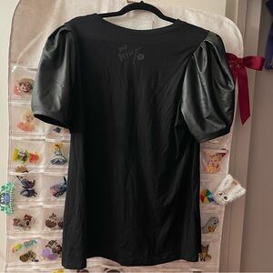 Torrid Betsy Johnson black top with faux leather sleeves